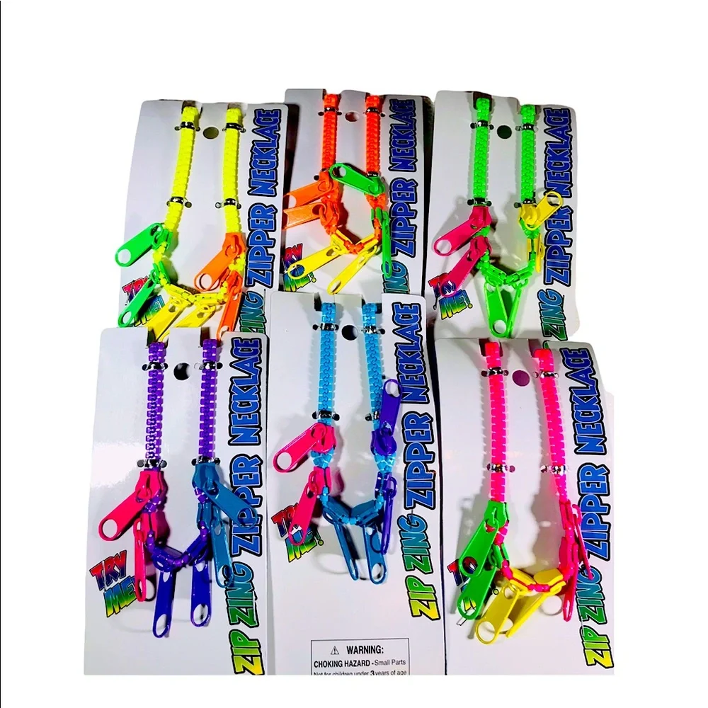 Neon Green Zipper Retro Statement Streetwear Necklace